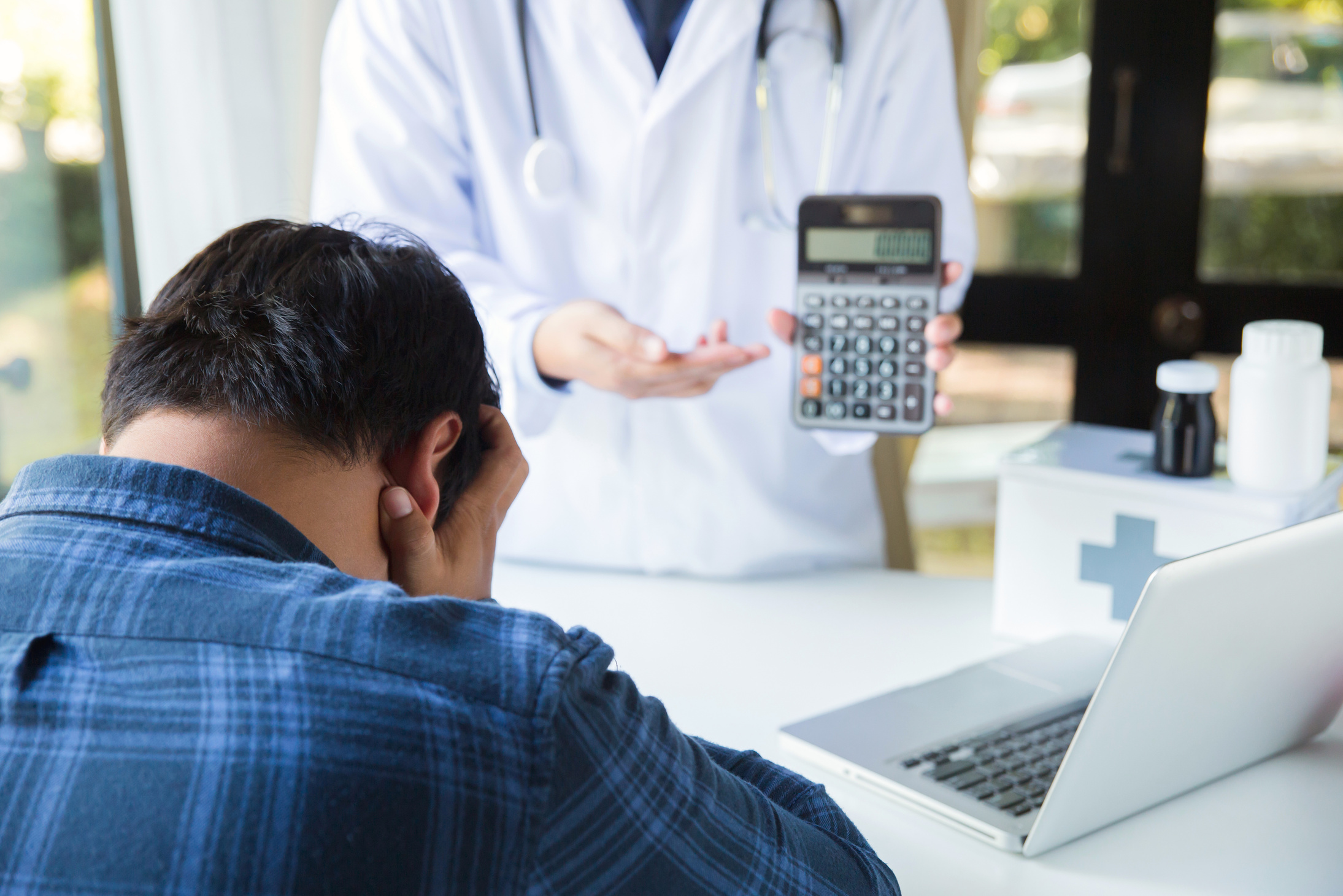 Medical expense concept.Patients are worried about medical expenses.